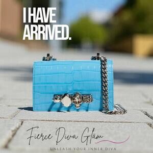 Alexander McQueen Jeweled Mini Mock-Croc Satchel Bag